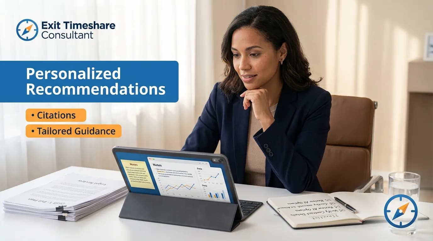 Person reviewing personalized AI recommendations with citations