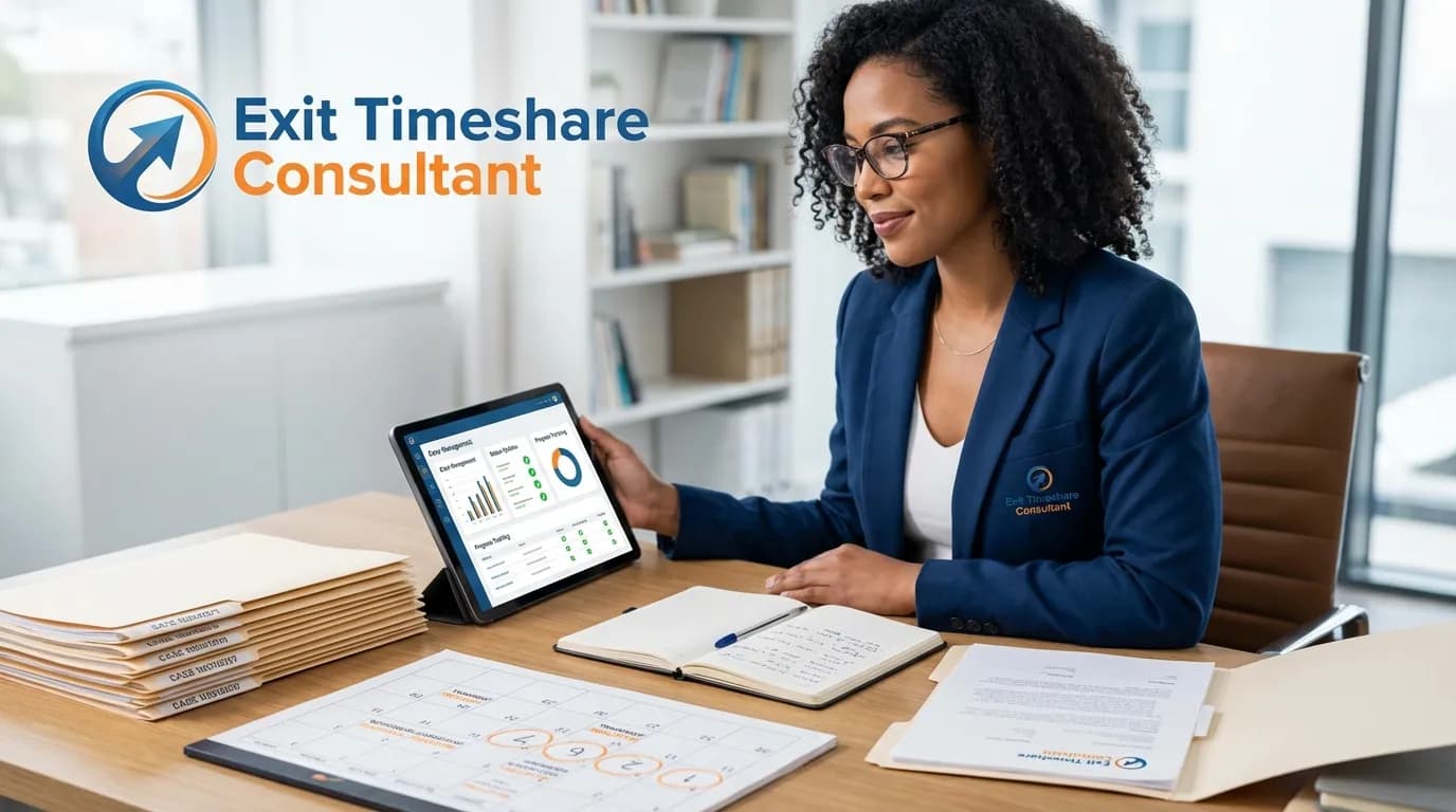 Person reviewing case management dashboard with status updates and progress tracking